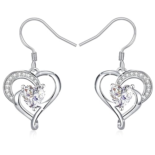 Boucles d'oreilles, J.Rosée Argent 925, 3A zircon Cadeau Parfait avec Paquet ExquisL'Ange gardien Cadeau Saint Valentin
