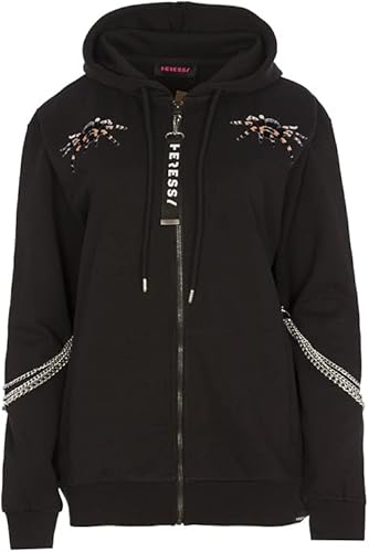 HERESSY Sweat-shirt noir avec chaînes et rayures