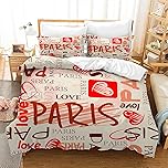 LXTOPN Ensemble de Housse de Couette Imprimé Love et 2 Taies d'oreiller 50×75cm, Housse de Couette en Microfibre Douce pour Les Jeux 3 Pièces(Love, 135×200cm)