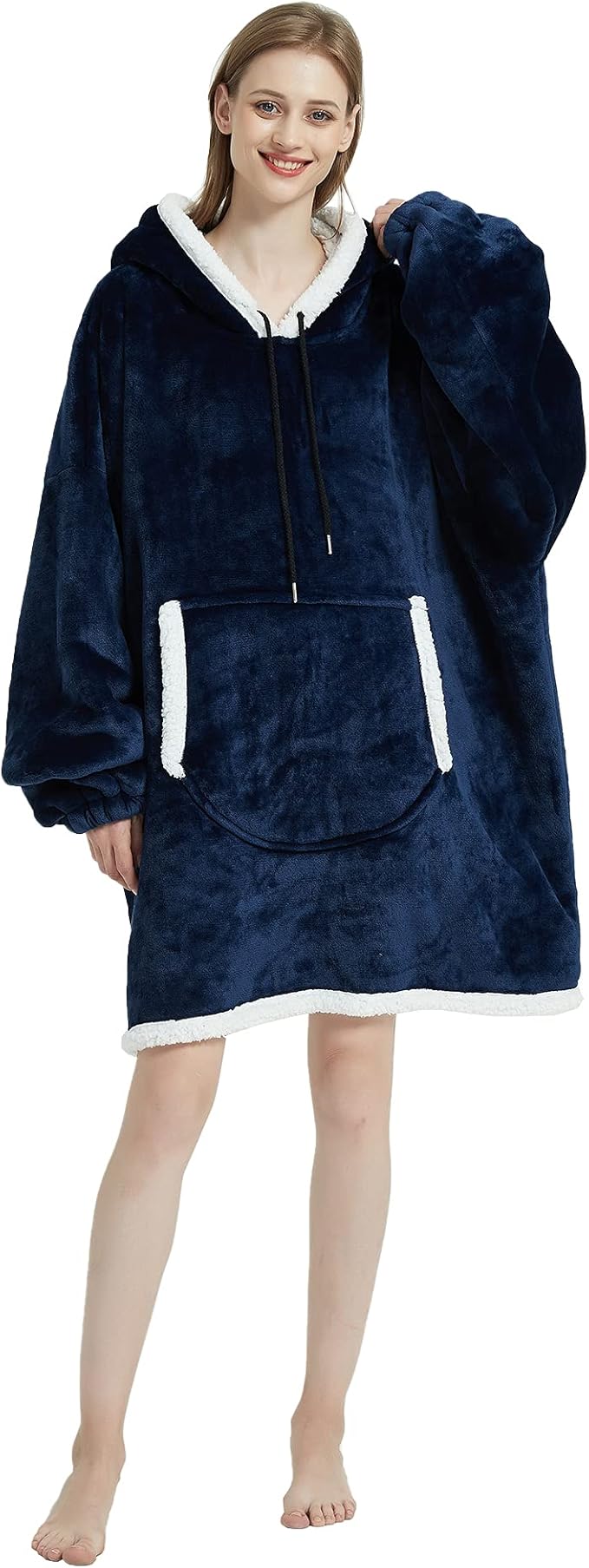 Sweat à Capuche, Pull Sherpa en Polaire avec Poche Frontale, jeté Chaud Super Doux pour Hommes et Femmes, Taille Unique