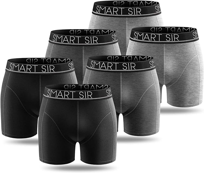 Smart Sir Boxers (Lot de 6) Homme Coton sous-v&ecirc;tement Fitted Trunk Cale&ccedil;ons S, M, L, XL, XXL, XXXL