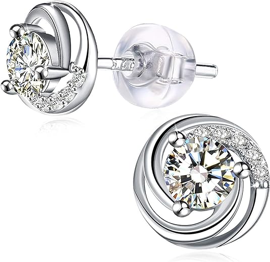 Cadeau De Fête Des Mères Cadeau Maman Boucle d'oreille J.Rosée Argent 925 étincelant Zirconium cubique Clous d'oreilles Femme FilleFleur éternelle Bijoux cadeau pour les Femmes et les Mères