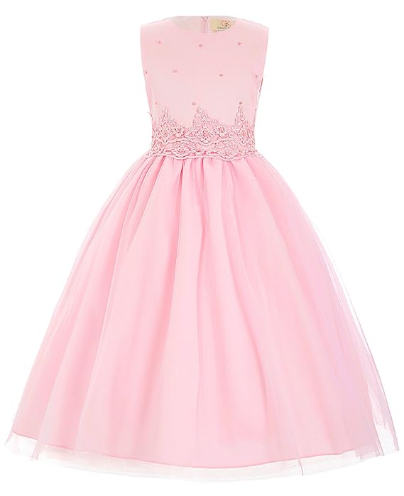 GRACE KARIN Princesse Longue Robe Cérémonie Jupon Broderies Perles Filles 2-12 Ans