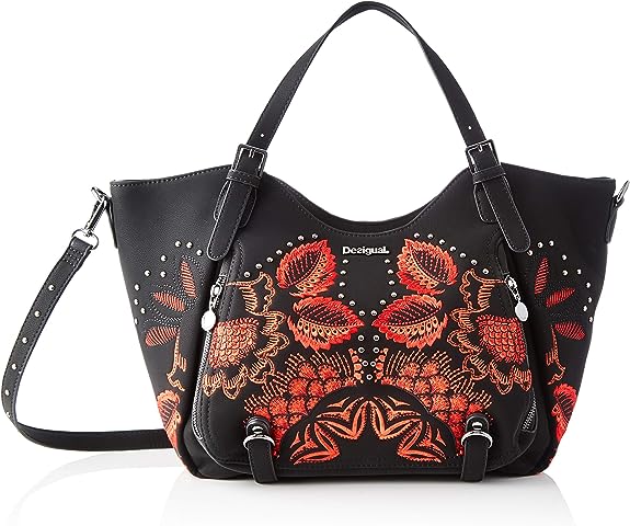 Desigual Bag Gemini Rotterdam, Sac à l'épaule Femme, Noir/Rouge