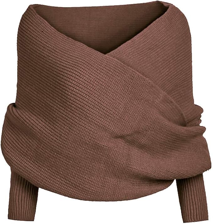 Mekta Foulard multifonction pour femme - Mode d'hiver - Unisexe - Chaud - Crochet - Tricoté - Avec manches