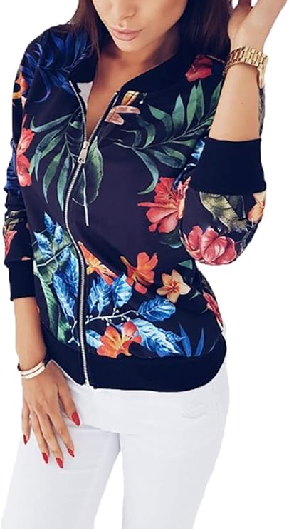 Veste Baseball Jacket Flowe Women Casual Top Imprimer