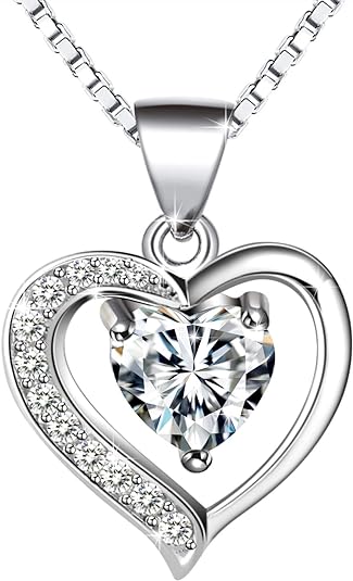 Collier, Amilril Argent Sterling 925 Collier Coeur Pendentif, Anniversaire, Mariage, Cadeaux de No&euml;l