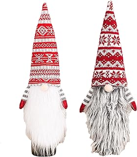 Lot de 2 housses de bouteille de vin Gnomes de Noël pour maison de vacances, table, décoration de Noël