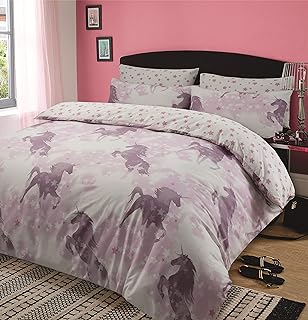 Dreamscene Enfants Unicorn Dreams Housse de Couette avec taie d'oreiller Parure de lit de Fille Mystique Rose, Unique