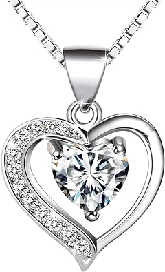 Collier, Amilril Argent Sterling 925 Collier Coeur Pendentif, Anniversaire, Mariage, Cadeaux de Noël