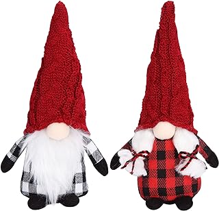 Adeeing Lot de 2 Lutin de Noël pour la Saint Valentin (21 cm avec LED Haute, Père Noël suédois, Père Noël, Tomte, GNOME po...