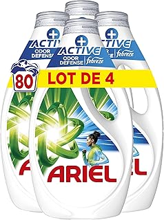 Ariel Lessive Liquide, 80 Lavages (4 x 20 Lavages), +Protection Active Contre Les Odeurs, Touch of Febreze, Élimine Même L...