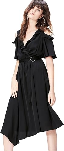 find. Cold Shoulder Wrap Jupe Femme, Noir (Black), 38 (Taille Fabricant: Small)