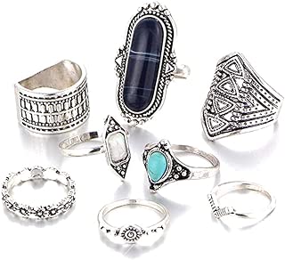 Outflower. 1Set Bagues Lot de Vintage Exagéré Découpe Sculpté Style Bohémien Bague Ensemble Mignon Élégant en Alliage Bague pour Femme