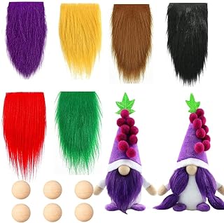 URFEDA 12 Pièces Barbe de GNOME Prédécoupée pour L'Artisanat, Tissu Barbe de GNOME Barbe de GNOME Colorée DIY Poupée GNOME...