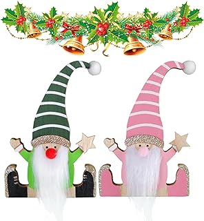 Sasibiyb GNOME de NoëL Ornements en Bois 2 Pièces Décorations de Noël en Bois Décorations de Table de Noël en Bois Decorat...