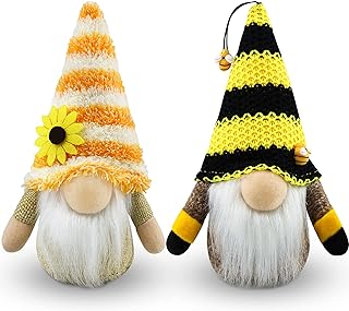 Gehydy Abeille GNOME de Printemps Lot de 2 Deco Paques GNOME Peluche Elfe Christmas Décoration Printemps pour Maison Cuisine