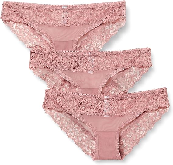 Iris & Lilly Culotte Hipster Echancr&eacute;e en Maille Femme, Lot de 3