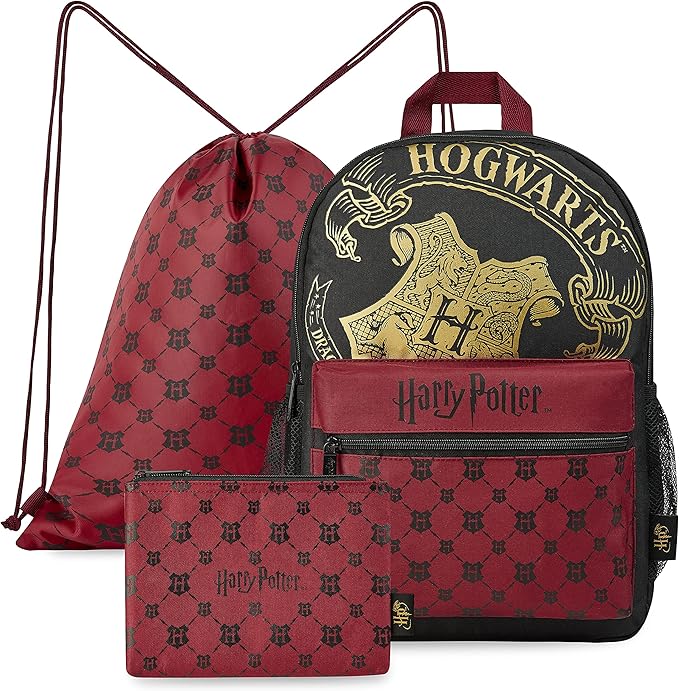 HARRY POTTER Sac &agrave; Dos - Cartable Enfant Ado Fille Garcon Primaire Coll&egrave;ge + Sac de Sport &agrave; Cordon & Trousse - Poudlard