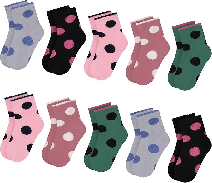 L&K-II Lot de 12 Chaussettes enfants filles en coton motif mignon coloré automne hiver 2808VA