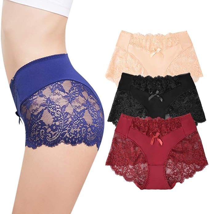 Vathery Sexy Culotte Shorties Dentelle Slip Femme sous-vêtements, Lot de 4/6