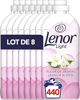 Adoucissant Lenor Light 440 (55 x 8) lavages, Fleur de Jasmin, Pour Une Fraîcheur Légère De Longue Durée