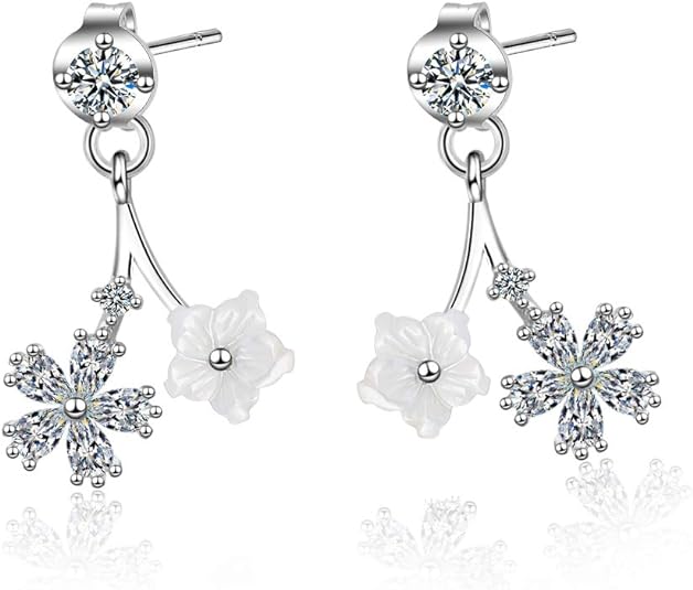 Boucles d'oreilles pendantes en argent sterling 925 et oxyde de zirconium cubique pour femme