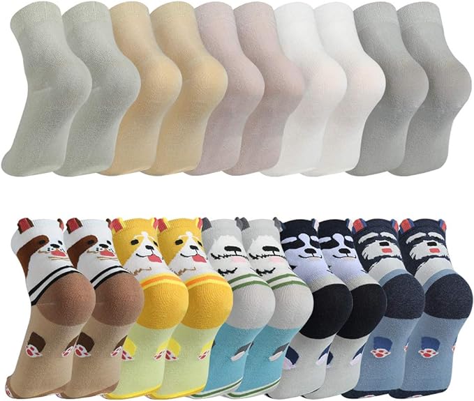 Rovtop Chaussettes Femme Automne et Hiver 10 Paires Chaussette en Coton pour Femme