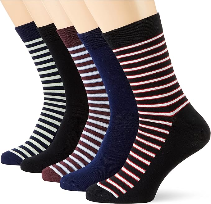JACK&JONES ACCESSORIES JACYARN Dyed Sock 5 Pack Chaussettes, Bleu Marine-Détails : Bleu Martial-Port Royal-Noir, Taille Unique Homme