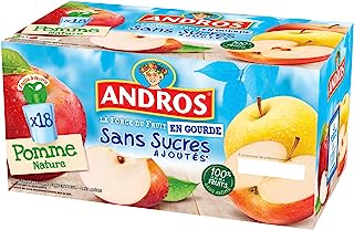 ANDROS Compotes de Pommes en gourdes Sans sucres ajoutés 18x90g ANDROS Compotes de Pommes en gourdes Sans sucres ajoutés 18x90g