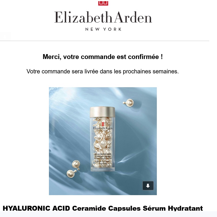 GRATUIT : Échantillons de capsules sérum Hydratant Repulpant Elizabeth Arden