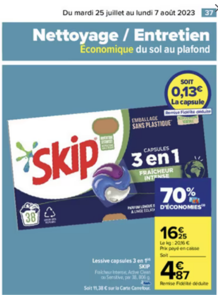 Bon Plan Economisez Gros sur la Lessive Skip chez Carrefour