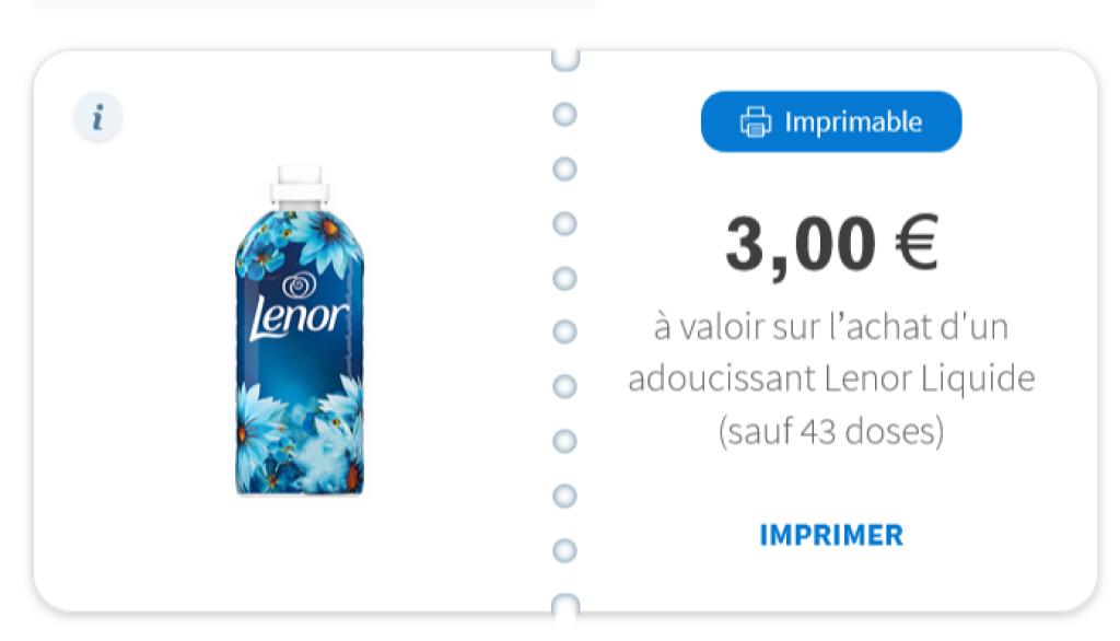  Bon de réduction imprimable de 3€ pour l'assouplissant Lenor sur Envie de Plus.
