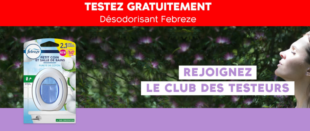 feConditions Febreze Test gratuit febreze petit coin testez gratuitement capture ecran