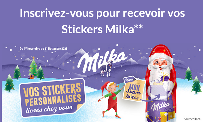 Aperçu de plusieurs modèles de stickers Milka au choix
