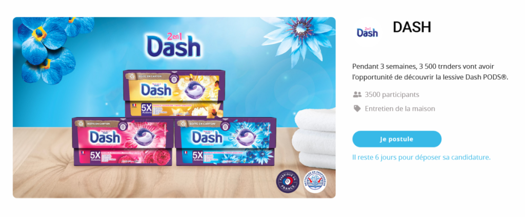 "Offre Exclusive de Test Dash Pods sur TRND Capture d'Écran Offre Dash Pods sur TRND