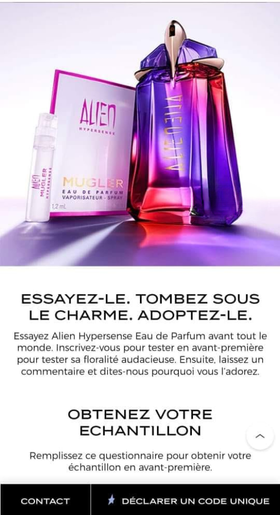 Demandez vos  d'échantillons de  parfums mugler hypersens