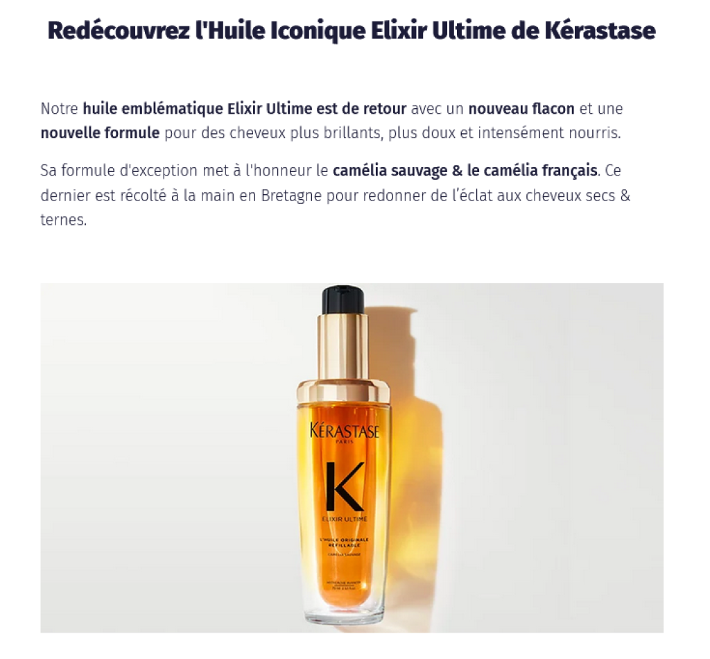 Participation au test de l'Huile Elixir Ultime Kérastase