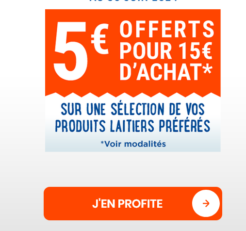 Obtenez 5€ de réduction sur les produits laitiers Lactalis pour tout achat de 15€