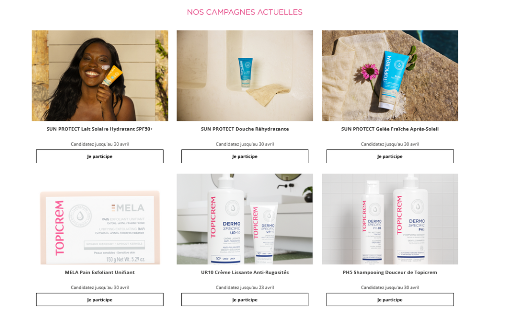 Produits Topicrem à Tester Produits Topicrem en test en cours